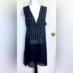 Lavena long blouse/ cardigan, tunic sleeveless, striped top, side slit, …